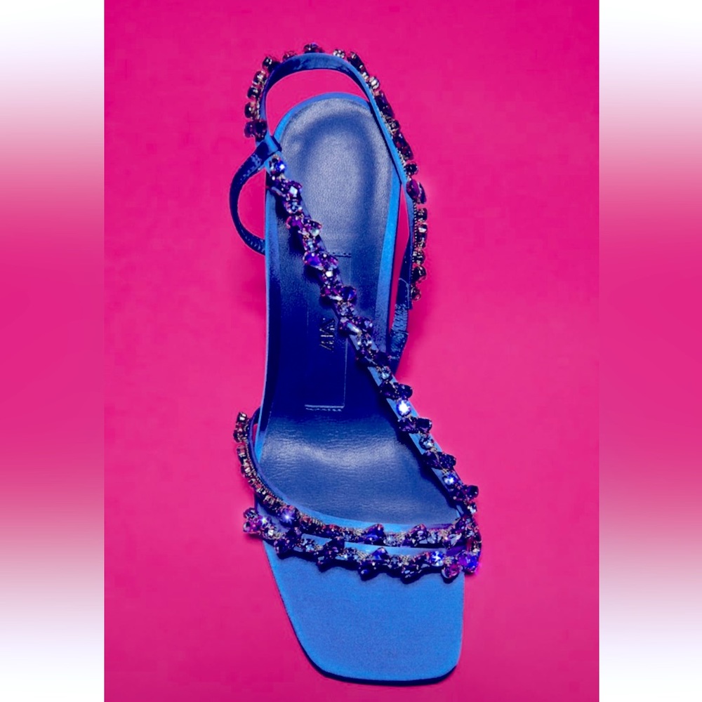 ZARA Beaded strap heel sandal NWOT